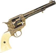 WESTERN CAVALRY NICKEL ENGRAVED PISTOL